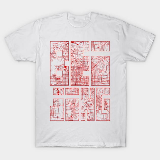 Beijing, China City Map Typography - Oriental T-Shirt by deMAP Studio